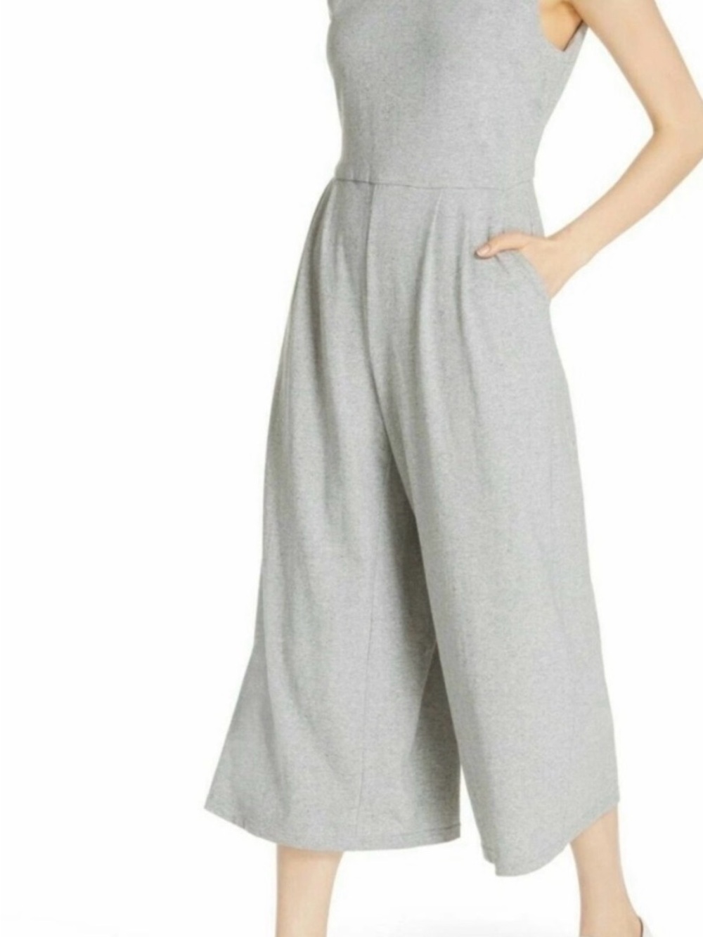 Sleeveless Wide-Leg Jumpsuit in Light Gray Eileen Fisher size L